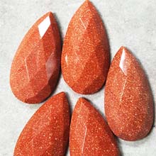 18X25MM FACETED PEAR CABOCHON GOLD STONE(4PCS/BAG)